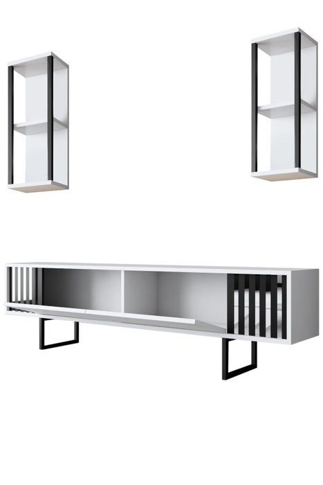 Hanah Home Chrome Line Mueble de TV Blanco y Negro